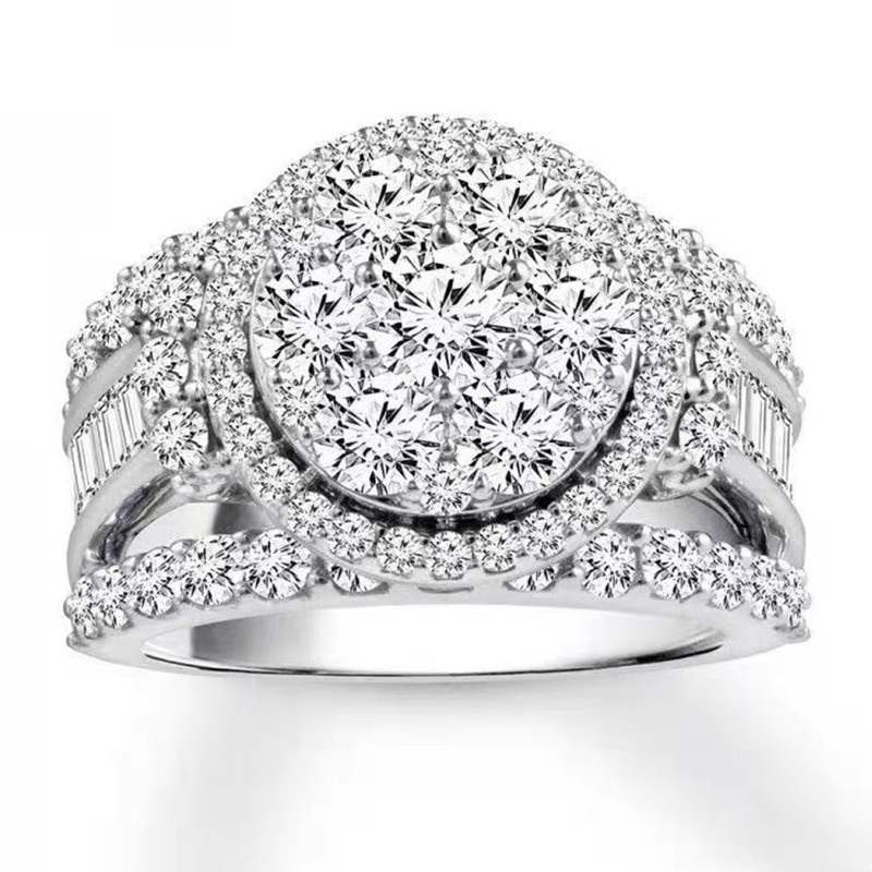 Hot Selling European and American Fashion Luxury Round Diamond Zircon Ring New