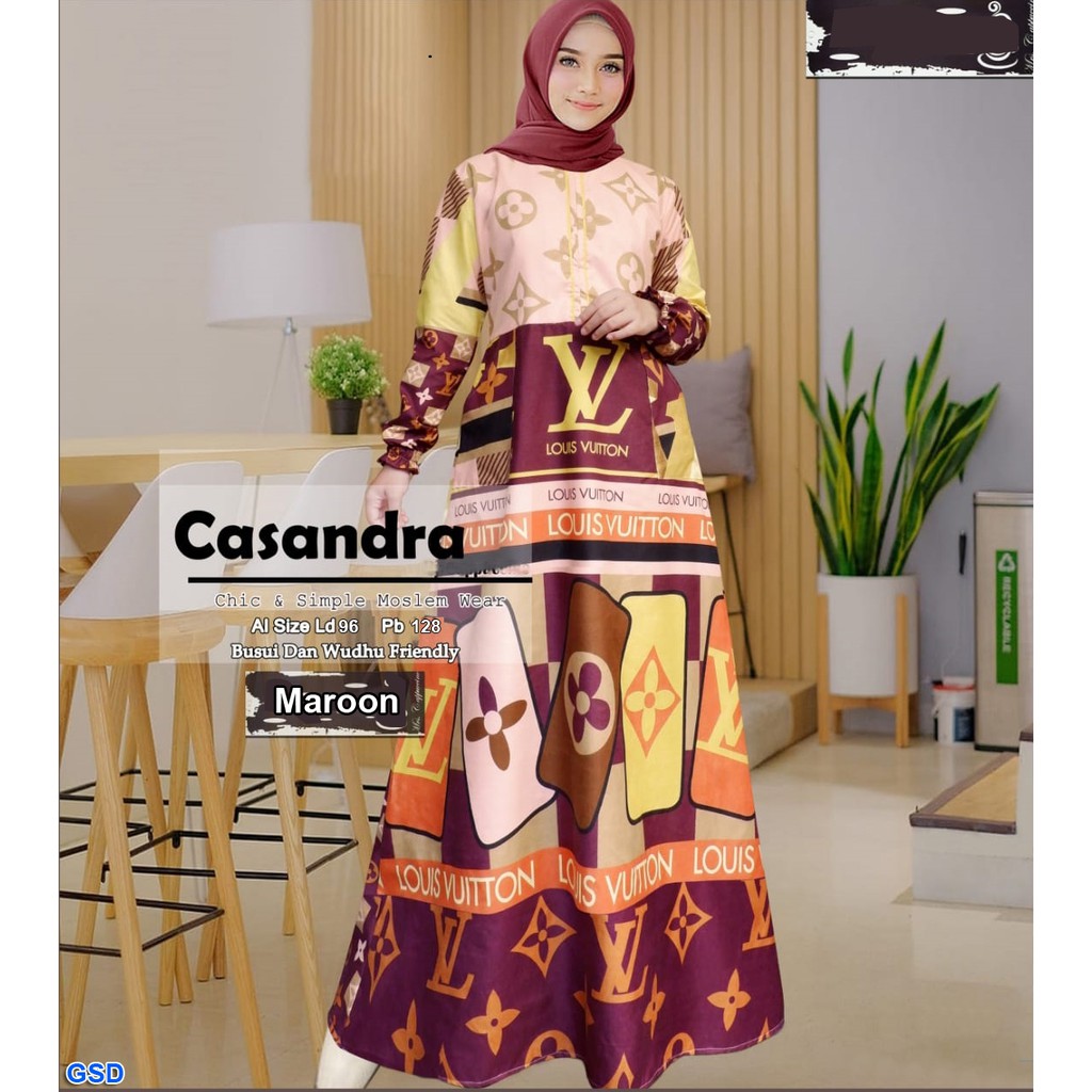 Gamis Casandra/Dress Maxi Wanita Hijab/Terusan Dress Muslim/Baju Gamis Syari Menyusui Busui Murah