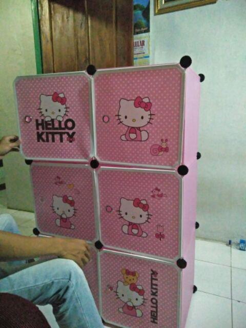 Lemari Rakit Plastik Baju Anak/ Pakaian 6 Pintu/kotak/susun Motif Termurah