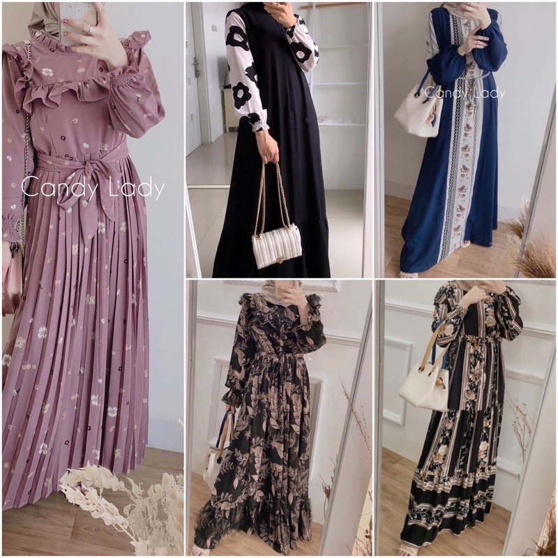 DRESS WANITA MUSLIM BAHAN KATUN LD 100-110 CM