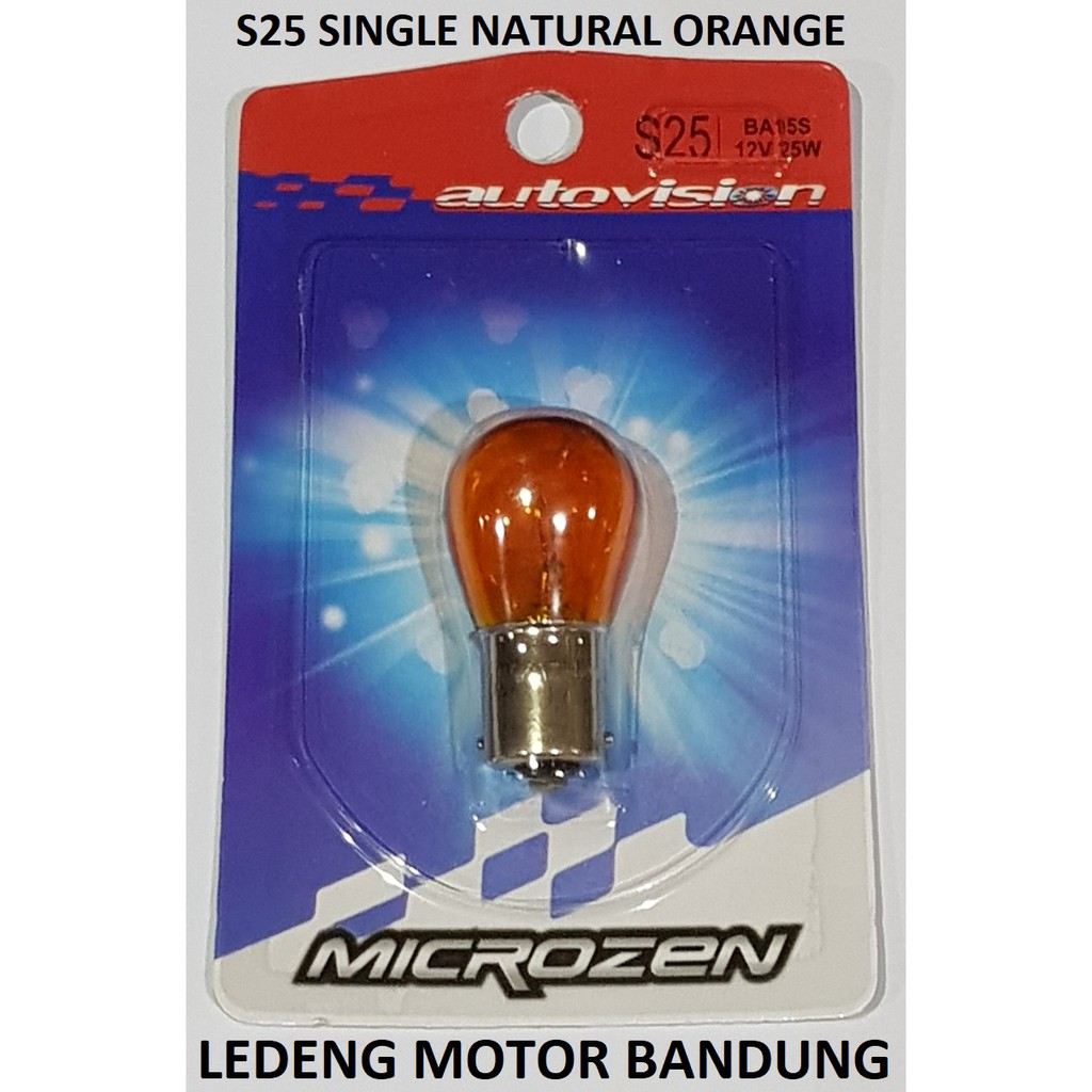 S25 Autovision Microzen Natural Blue Red Yellow Bohlam Rem Sen Senja Lampu Mobil Motor 12v 25w