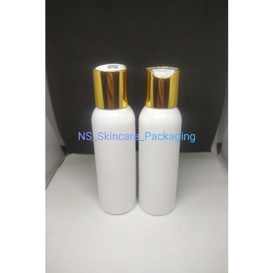 Botol presstop / presson 100ml putih tutup gold