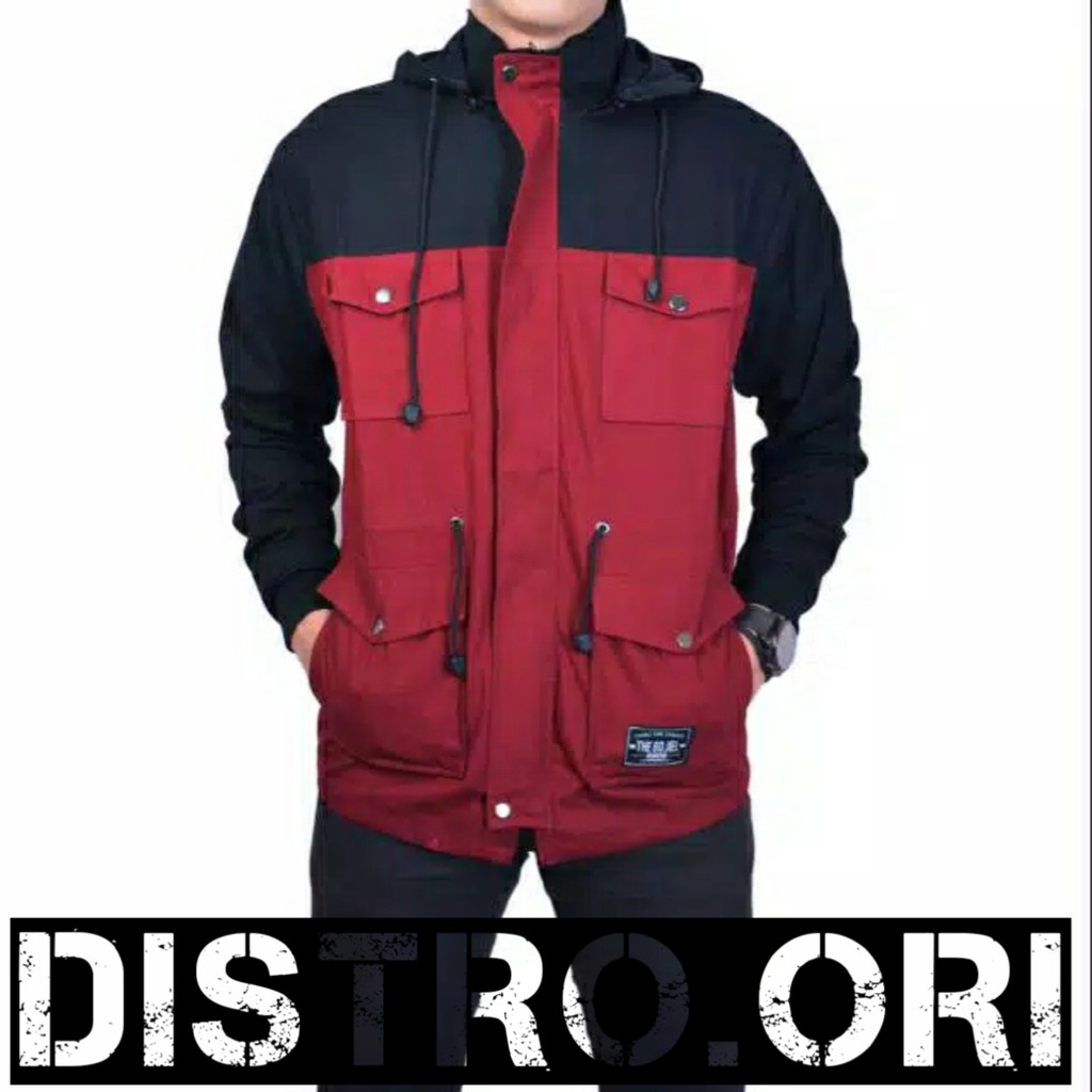 Jaket Parka Reglan Black Maroon Kent