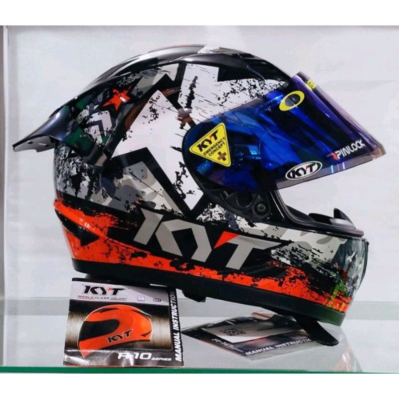 HELM KYT R10 PAKET GANTENG SERI 3 BLAK/RED ORIGINAL-5