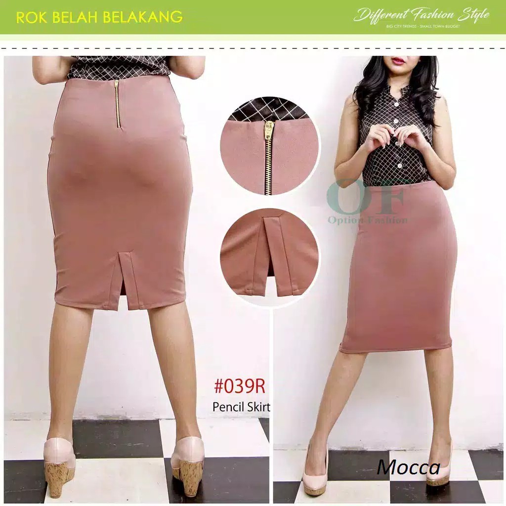 Rok Span Pendek Bahan Scuba / Pensil Skirt / Rok Midi Wanita Sleting (Zipper)