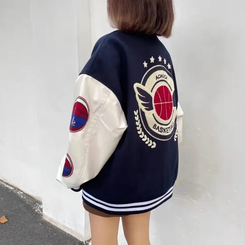 A Chok 3D Varsity Premium OOTD Unisex Casual Daily Remaja Unisex l Jaket Wanita