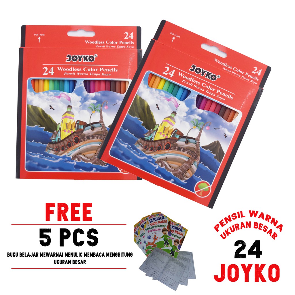 

Joyko 24 ukuran besar woodless color pencils pensil warna tanpa kayu