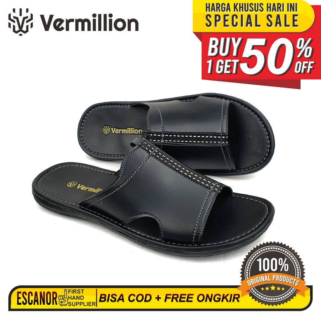 Sendal Pria Keren / Sandal Slide Pria / Sendal Pria / Sendal Selop Karet / Sandal Jepit Pria Distro / Sandal Kulit Cowok - ESCANOR