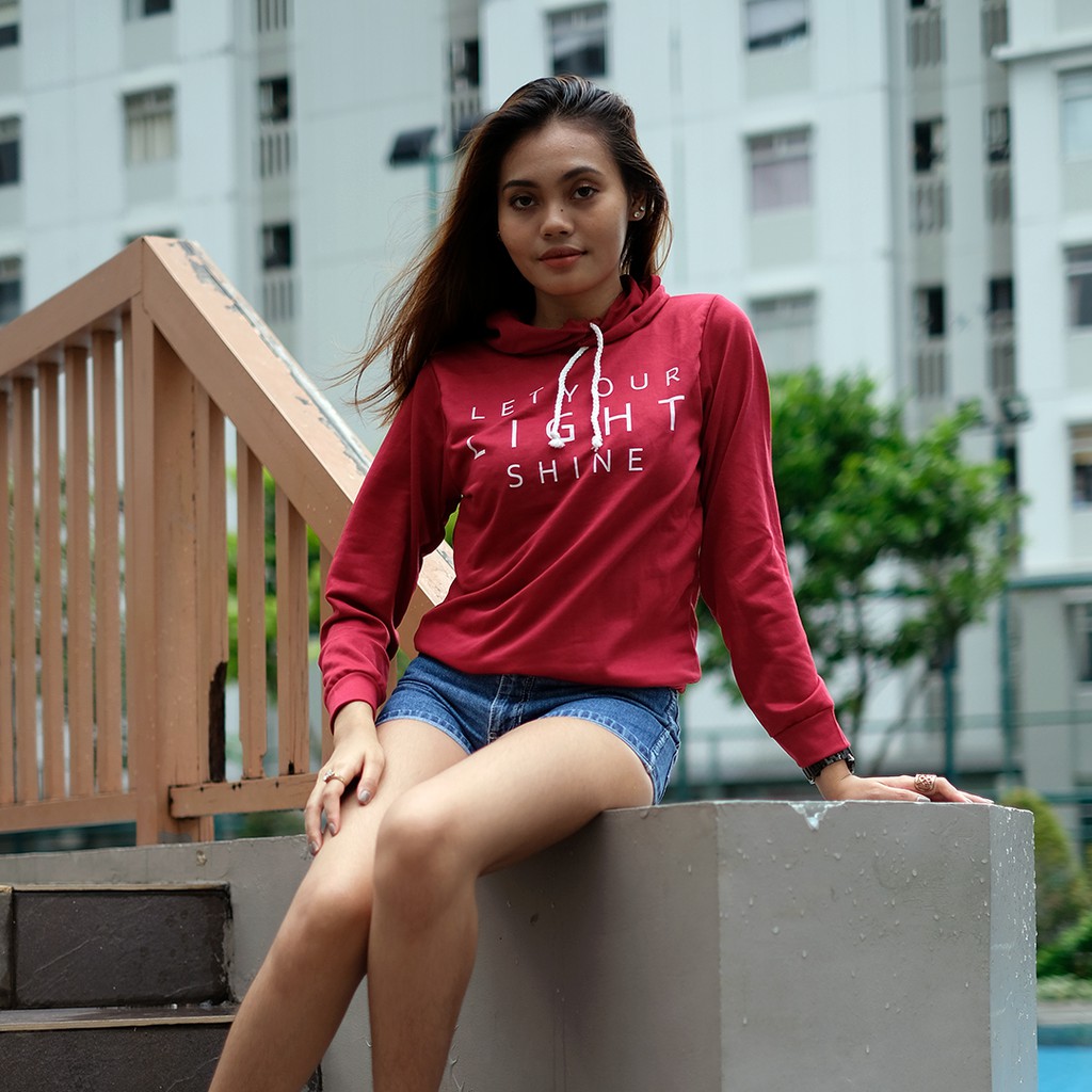 Sweater Hoodie Wanita Tangan Panjang Casual Light Shine Cantik Bagus RC18