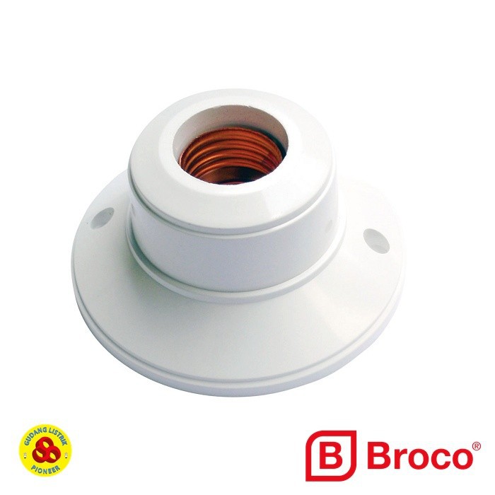 Broco Fitting Lampu Plafon Bulat 1212 White E27 Ceiling Lamp Holder