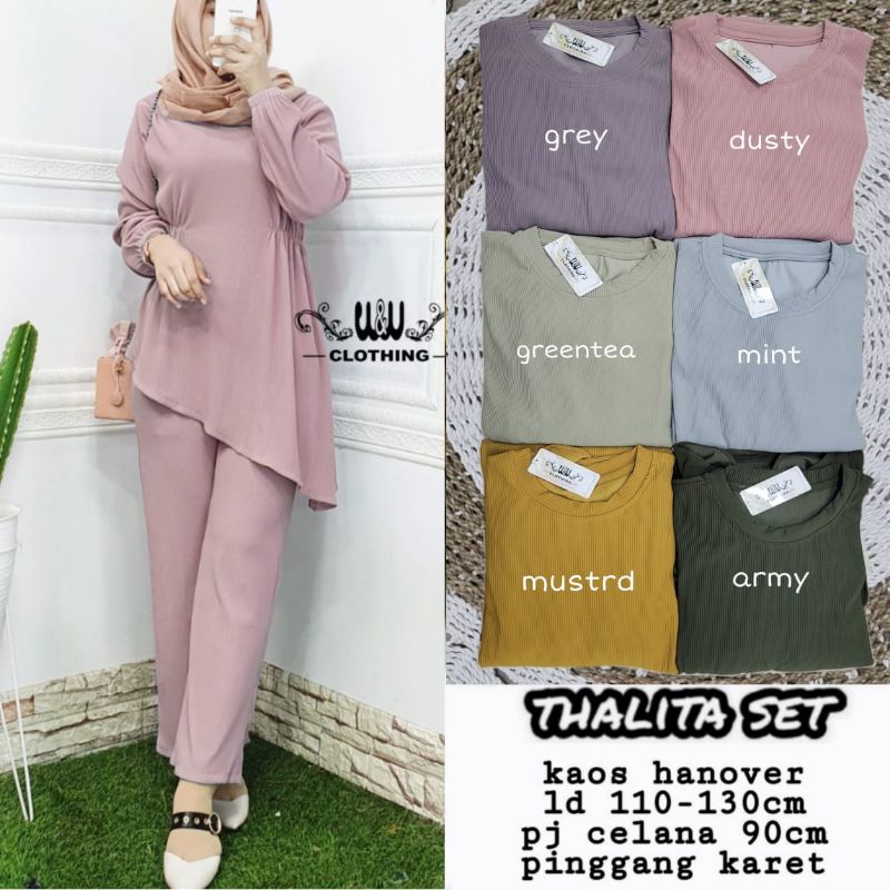 THALITA SET atasan+celana bahan kaos hanover fit to XL