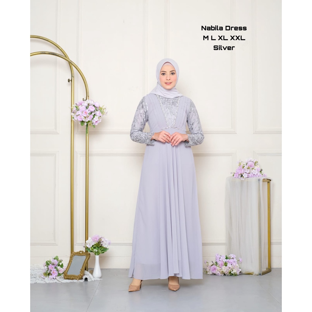 DRESS PESTA BROKAT TILLE NABILA NAURA/ DRESS KONDANGAN KEKINIAN/ DRESS PESTA PERNIKAHAN/ DRESS WISUD