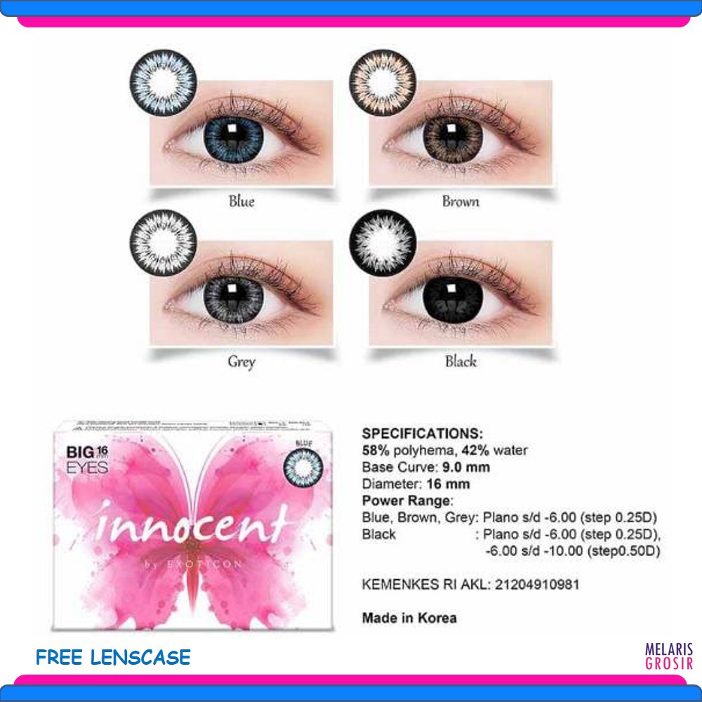 SOFTLENS X2 INNOCENT MINUS (-3.00 s/d -6.00) BIG EYES 16 MM BY EXOTICON
