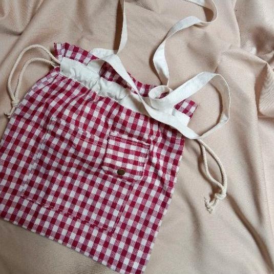 AC TBDSCK Drawstring Linen Canvas Drawstring Tote Bag Tas Serut Jinjing Bahu Kanvas Motif Kotak Oke