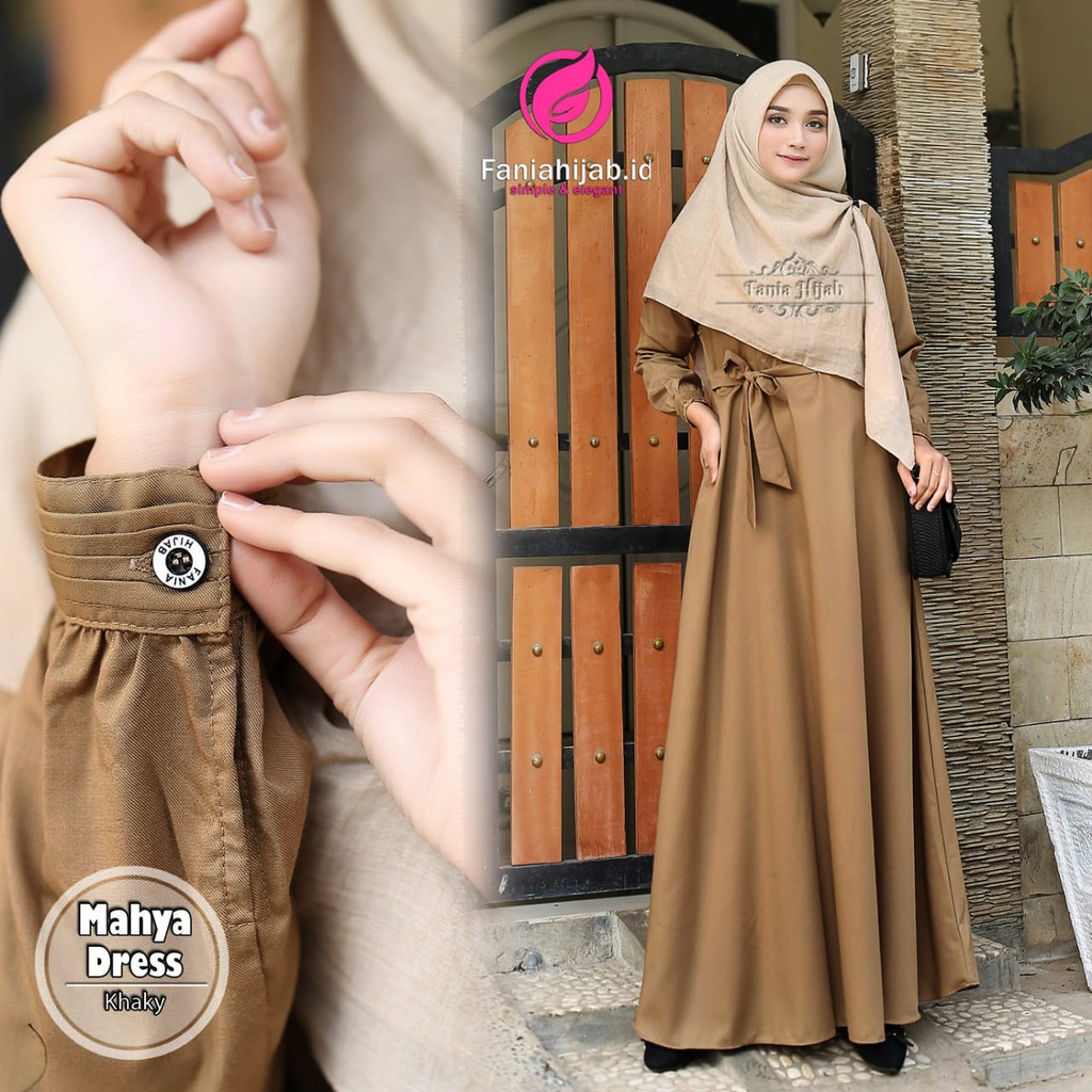 Mahya Khaki Pemda Fania Hijab / Gamis dinas / Gamis PDH  / Seragam Dinas
