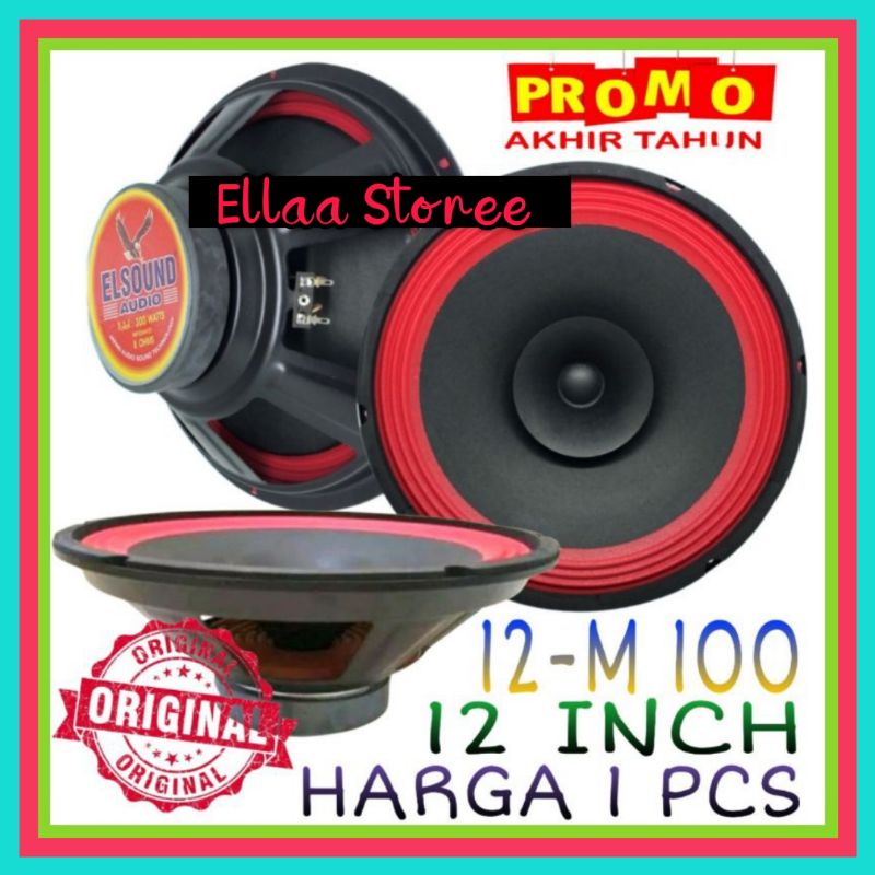 Speaker ELSOUND 12 INCH 12 M100 Karakter Suara Mid,Low,High Full Range