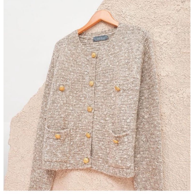 Lydia Tweed Khaki  Benang Jarum
