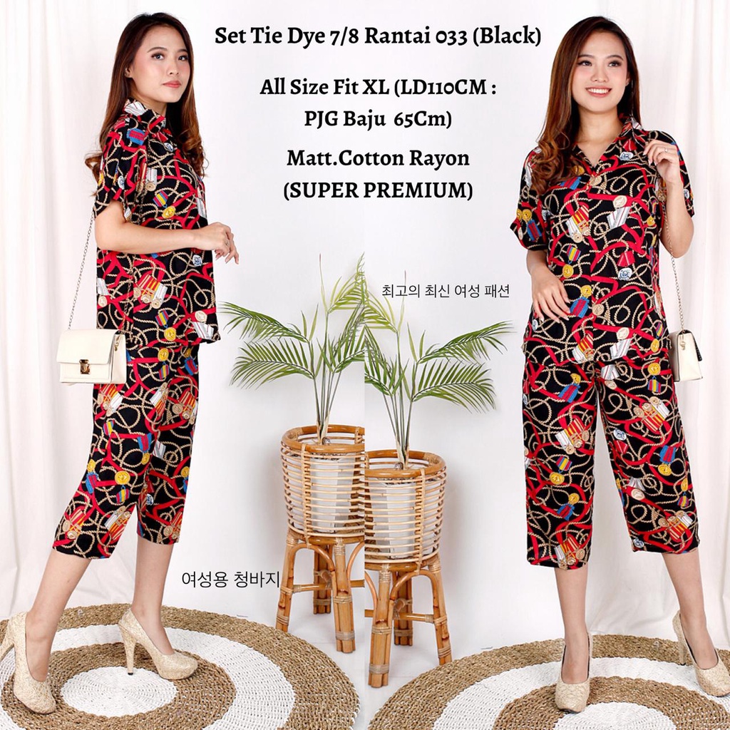 NKT 032. COD-SETELAN TIEDYE PENDEK KATUN MURAH/KEMEJA DAN CELANA 7PER8/BAJU+CELANA SET.WANITA KATUN 