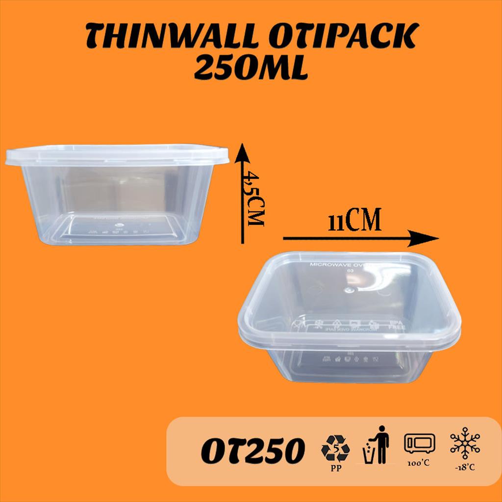 Thinwall Otipack 250ML/ Kotak  Makan/Food Conatiner OT250 Isi 25Pcs