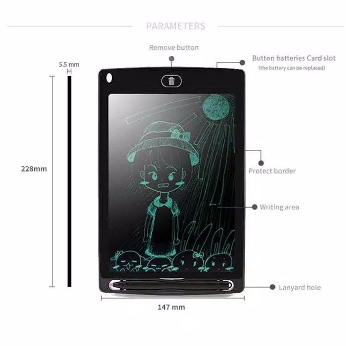 Papan Tulis LCD Gambar Untuk Anak Dan Dewasa Bisa di Hapus / Drawing Pad Premium Quality Size 8.5 inch