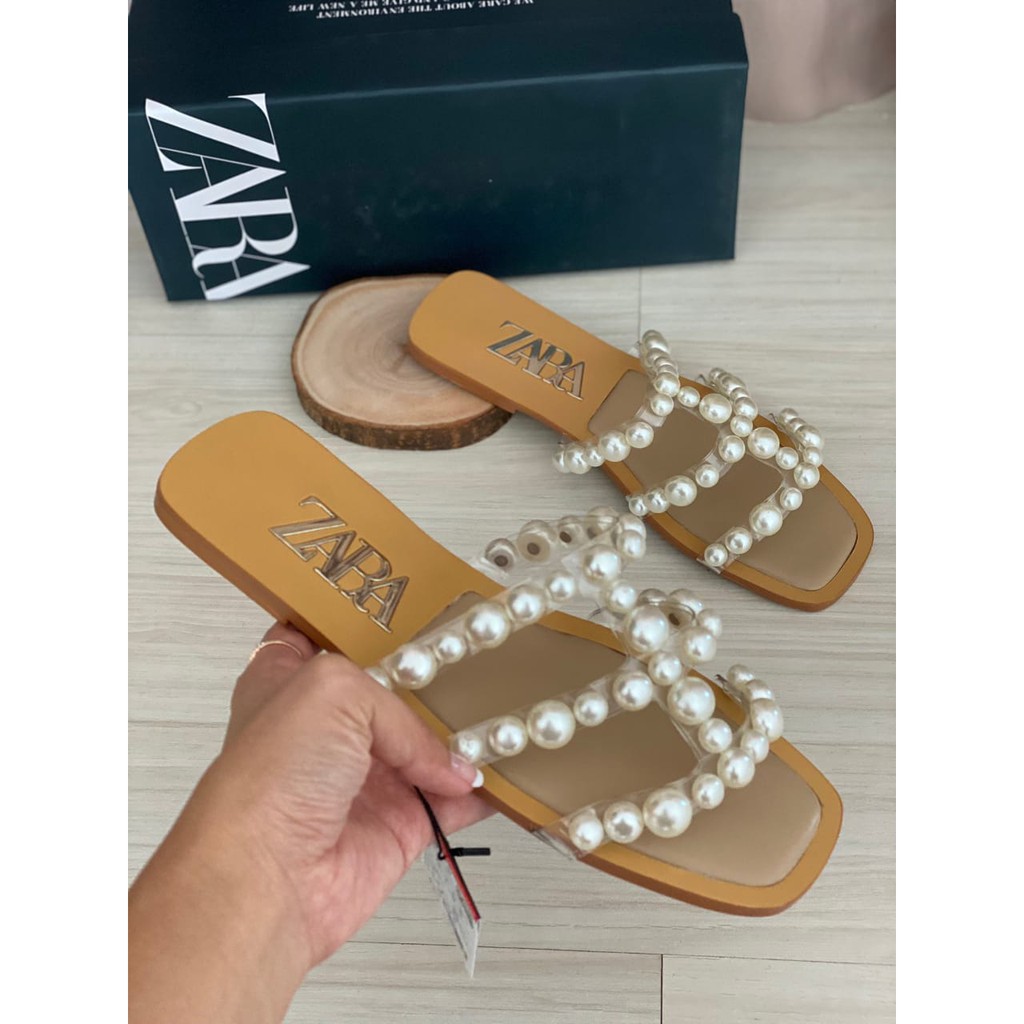 SANDAL WANITA ZS336 Z FLAT PEARL BEAD SANDALS PREMIUM IMPORT