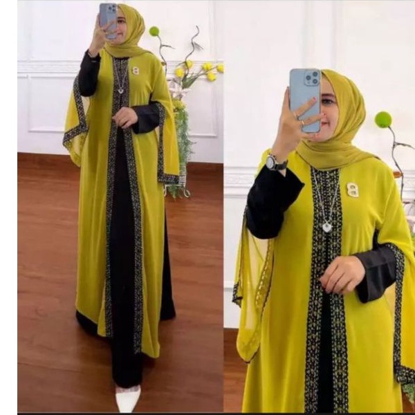 Abaya Turkey Arab Dubai Original Terbaru Premium Mewah Hitam Wanita Dewasa Elegan Modern Model Impor