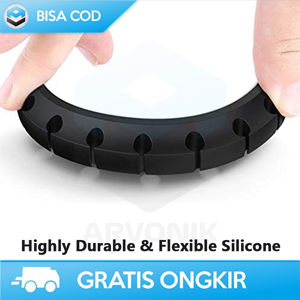 KABEL KLIP CAS HEADSET HITAM SILIKON ELASTIS ORGANIZER TEMPEL 5 HOLE