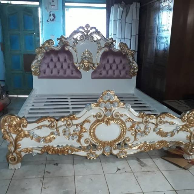 Dipan Louis Rococo Mewah Tempat Tidur Ukir Klasik Elegan Ranjang Kamar Tidur Shopee Indonesia