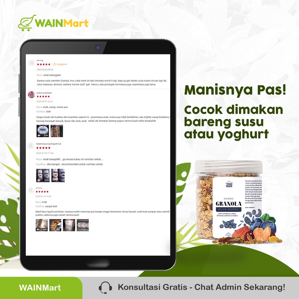 Granola Timur Tengah Sereal Sarapan Makanan Sehat High Quality Berbagai Varian Rasa Makanan Sehat High Quality