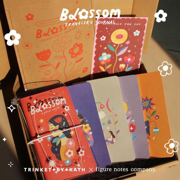 

[[BISA COD]] Blossom Traveler's Journal PVC + 5 pcs Notebook - Gift Set / Hampers