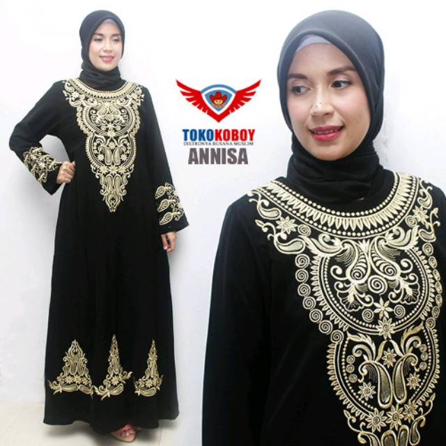 Abaya bordir annisa exlusive bordir komputer