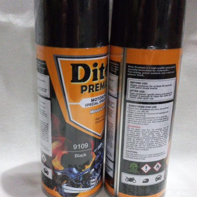 Pilok Pilox Cat Semprot DITON Premium 9109 Black / Hitam Mengkilap / Black Glossy (400cc / 400ml)