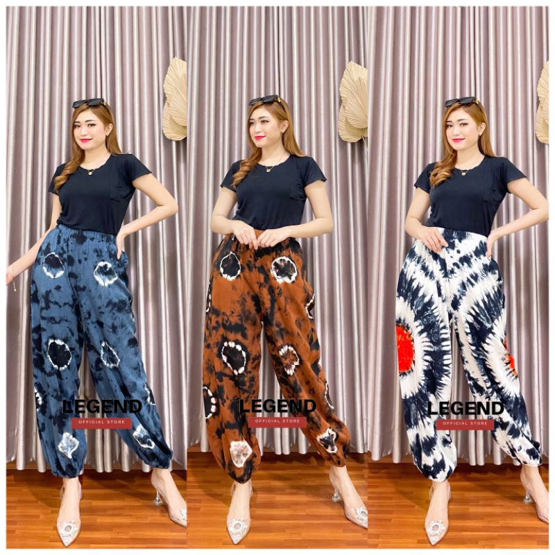 CELANA PANJANG RAYON WANITA CELANA JOGGER SANTAI WANITA TIE DYE CELANA MOTIF BALI