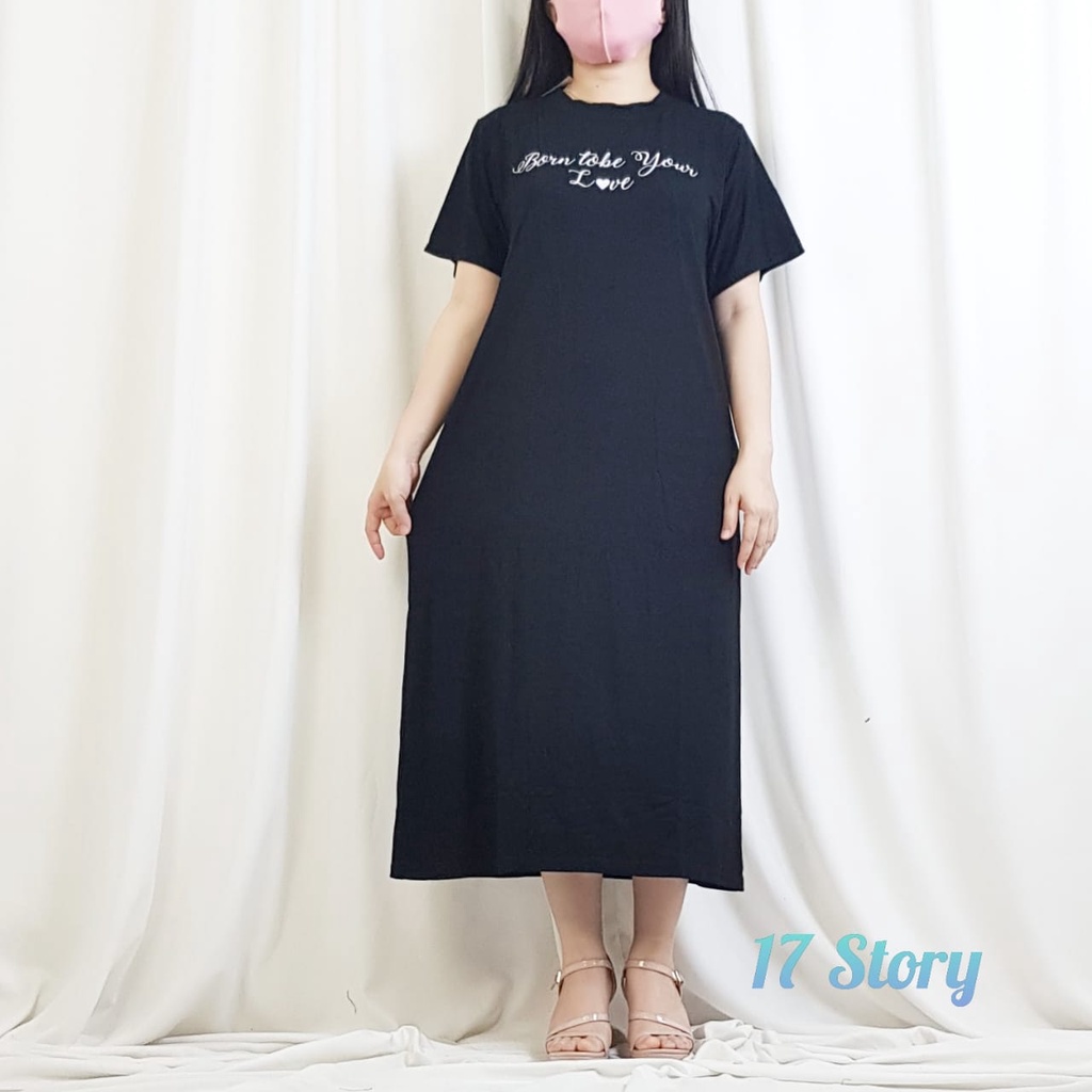 Dress Midi Size L XL XXL XXXL Jumbo LD 90 Sampai 130 Bahan Kaos Rayon Premium Adem Dan Melar