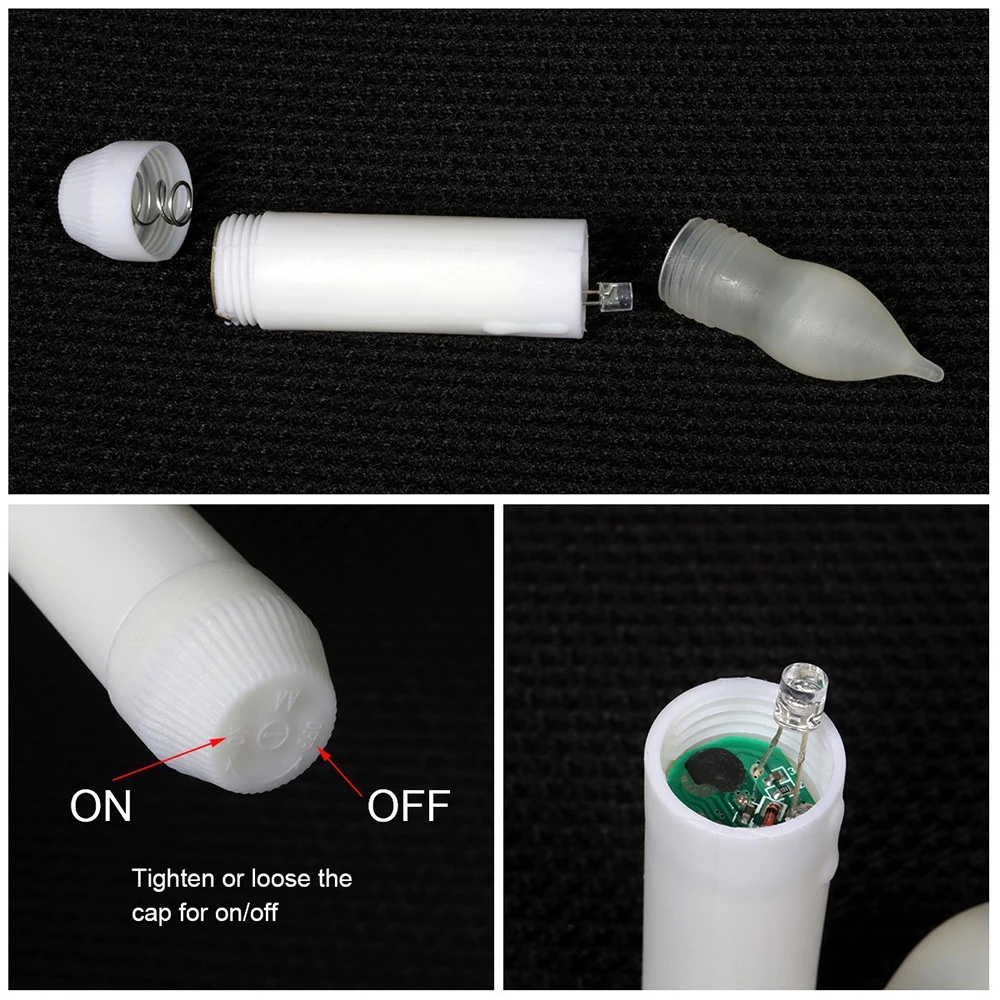 Lampu Malam LED Bentuk Lilin Tanpa Api Tenaga Baterai Untuk Dekorasi Natal / Halloween