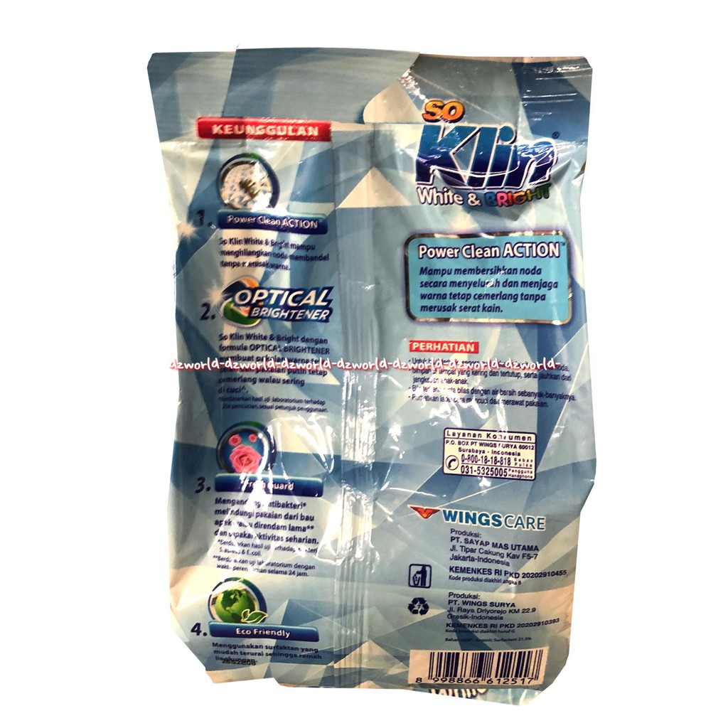 So Klin White &amp; Bright 1.8kg Sabun Cuci Bubuk Untuk Pakaian Baju Putih Bewarna Soklin 1.8 kg Sabun Cuci Baju Detergen Detergent Bubuk