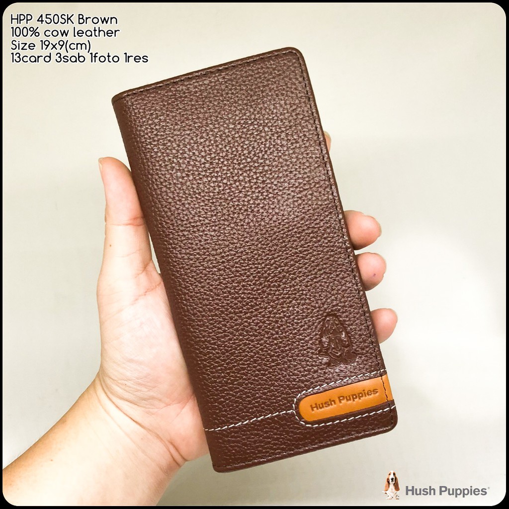 Dompet pria hushpuppies 450sk classic brown kulit sapi asli premium mirror quality