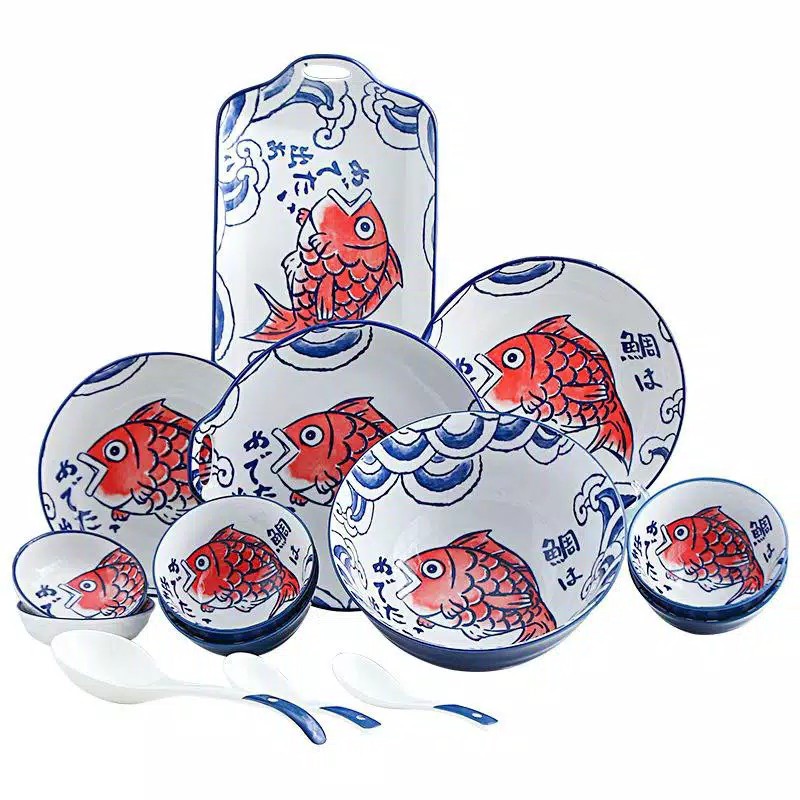 Dt.Shop.Medan. Set piring makan japanese ikan koi [ harga untuk 1 set ]