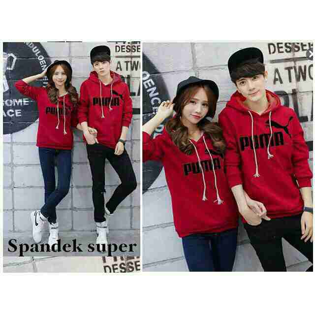 Sweater Couple Terkini | Fashion Murah Puma | Couple Hoodie Merah