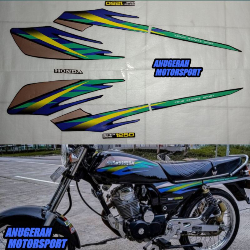 striping sticker lis Honda gl max neotech 1997 biru hijau