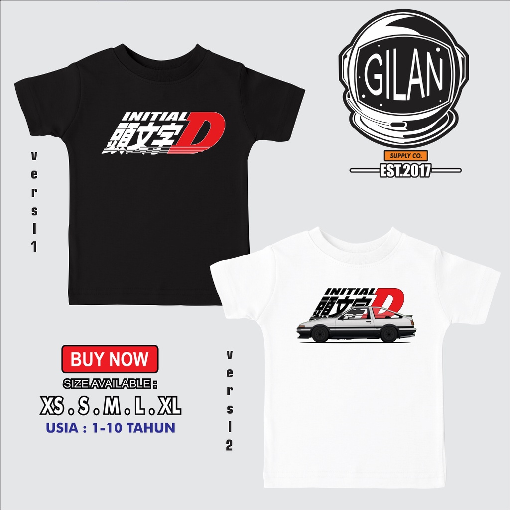 SAKAZUKI Kaos Baju Distro Anak Laki Laki Gambar Anime INITIAL D Mobil Toyota Trueno AE86 Otomotif