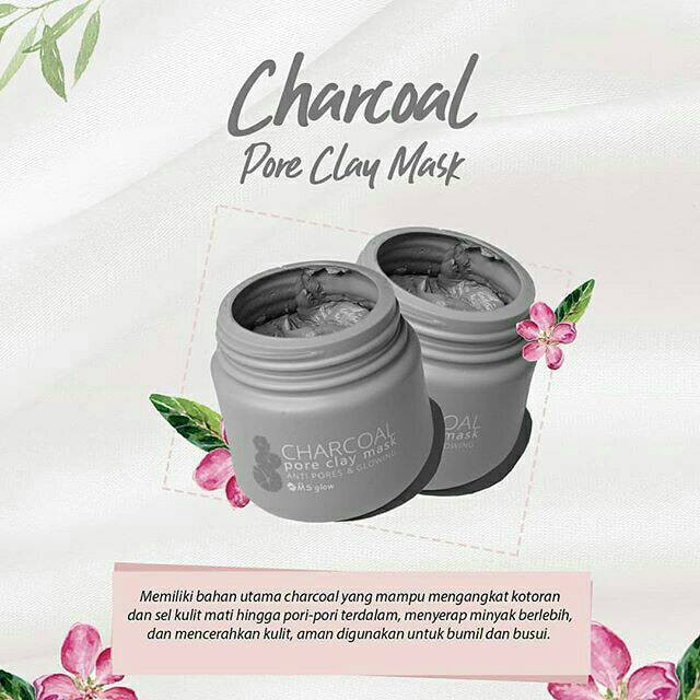 MS GLOW CLAY MASK/ MASKER CHARCOAL &amp; GREEN TEA By MS GLOW