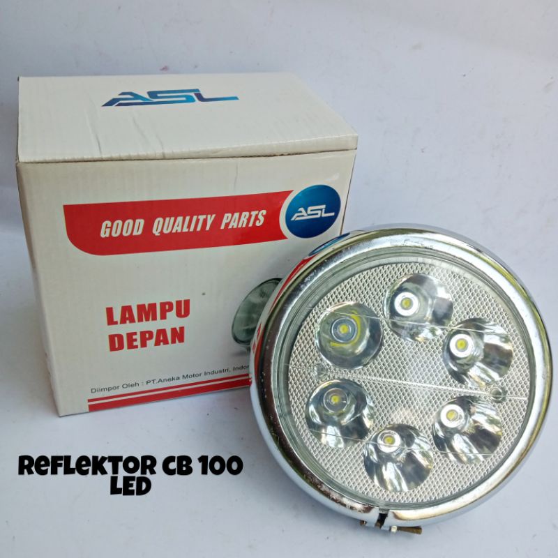 LAMPU MOTOR BULAT CHROME UNIVERSALREFLEKTOR CB 100 LED 6 MATA