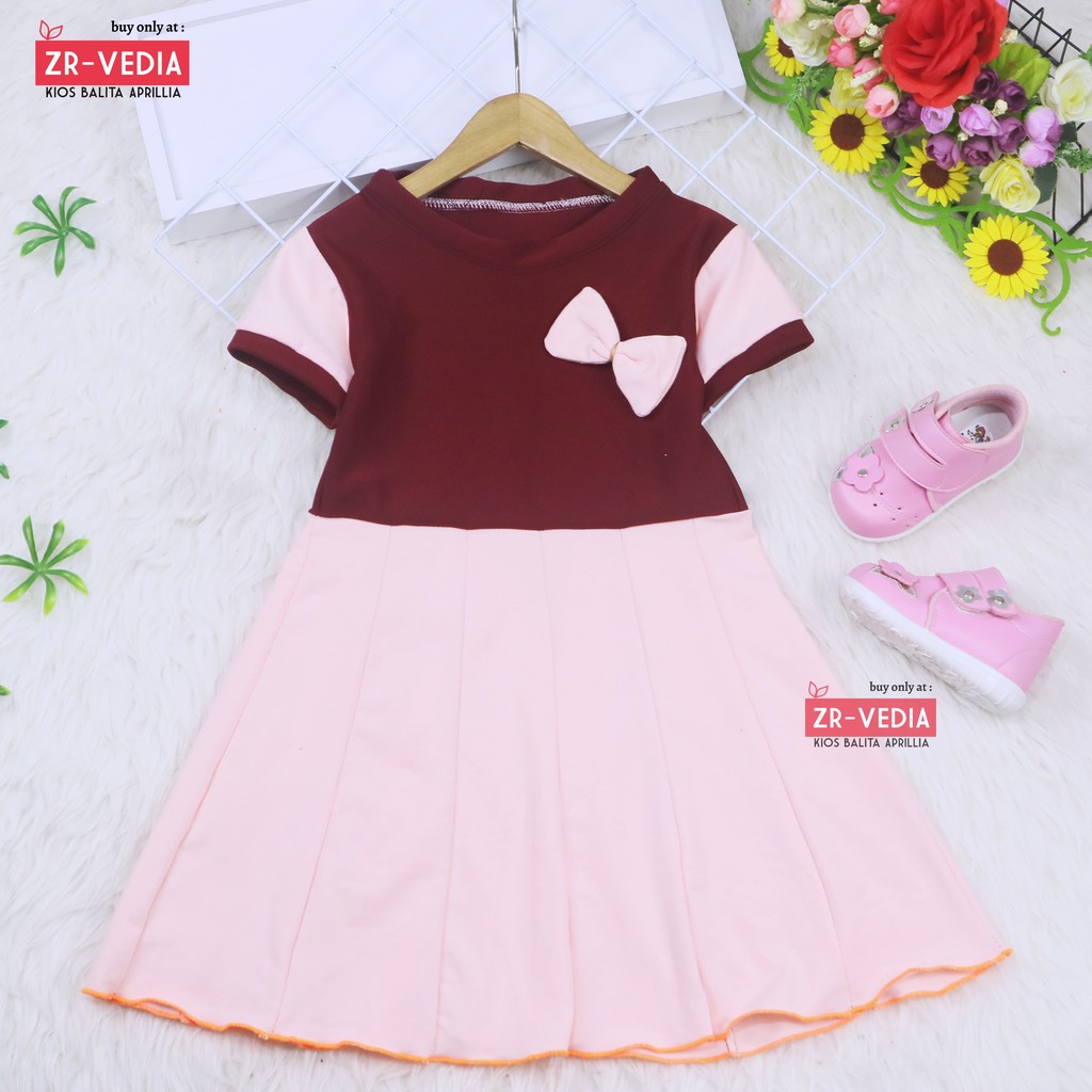 Dress Karin Uk 4-5 Tahun / Baju Anak Perempuan Dres Lengan Murah Gaun Pesta Import Motif Lucu