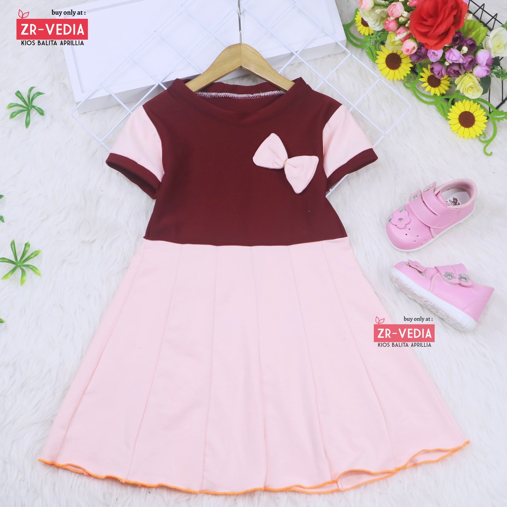 Dress Karin Uk 4-5 Tahun / Baju Anak Perempuan Dres Lengan Murah Gaun Pesta Import Motif Lucu