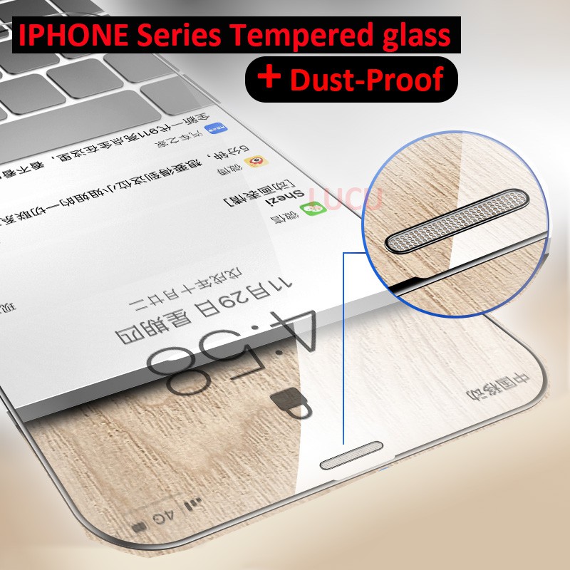 Pelindung Layar tempered glass Anti Debu Untuk iPhone 11 / 13 Pro MAX / i6 / 6s / 7 / 8 Plus / X / XR / Xs MAX / 11 Pro MAX