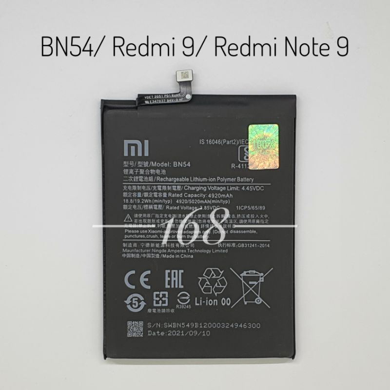 Baterai Batre Batere Xiaomi BN54 BN 54 Redmi 9 / Redmi Note 9 Original Battery