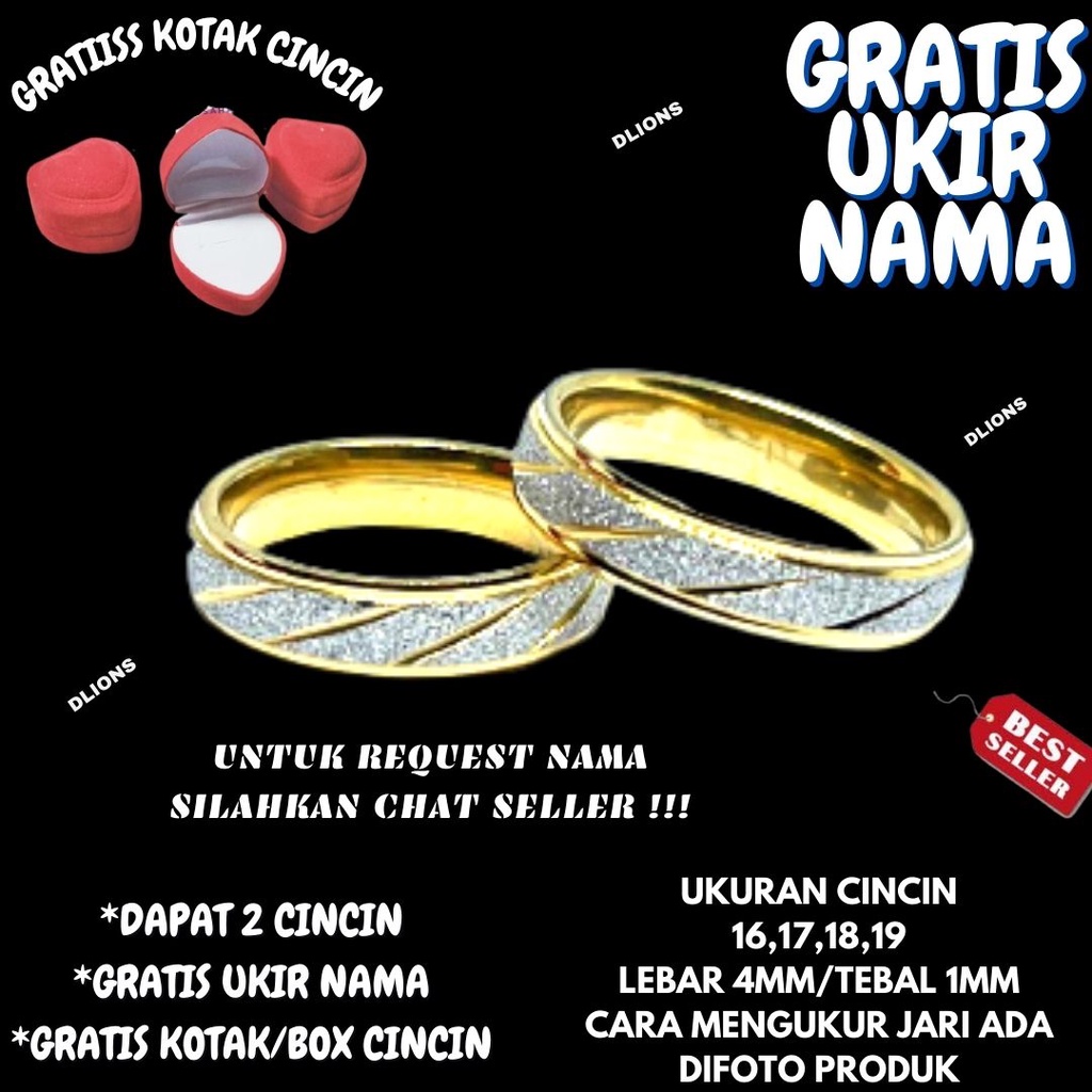 CINCIN COUPLE TITANIUM MODEL PASIR GOLD ,CINCIN PASANGAN,DAPAT 2 CINCIN GRATIS UKIR NAMA DAN GRATIS BOX /KOTAK CINCIN,ANTI KARAT DAN TIDAK GATAL