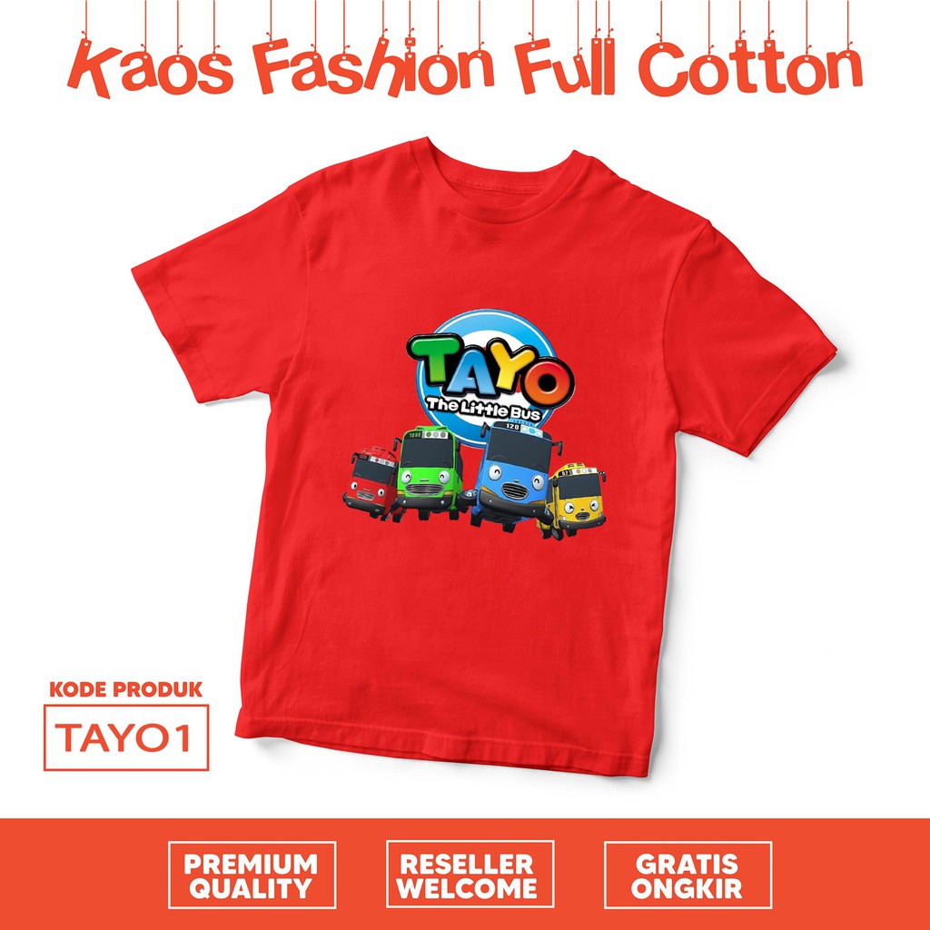 [KAOS ANAK] TAYO pria/wanita katun premium combed TAYO CARTOON KAOS ANAK