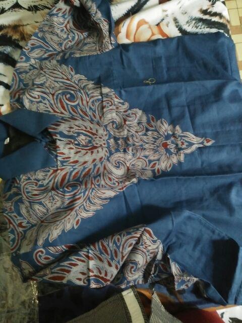 Ramaiyan Kemeja Batik Pria Eksklusif Lengan Panjang Katun Primisima Berfuring Batik Warna Navy
